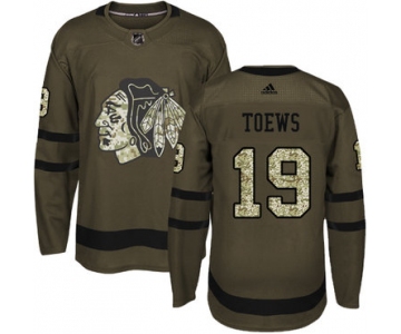 Adidas Blackhawks #19 Jonathan Toews Green Salute to Service Stitched Youth NHL Jersey