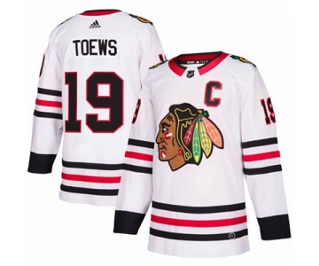 Adidas Blackhawks #19 Jonathan Toews White Road Authentic Stitched NHL Jersey