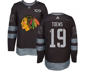 Blackhawks #19 Jonathan Toews Black 1917-2017 100th Anniversary Stitched NHL Jersey