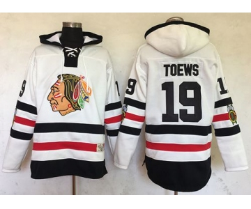 Blackhawks #19 Jonathan Toews White Sawyer Hooded Sweatshirt 2017 Winter Classic Stitched NHL Jersey