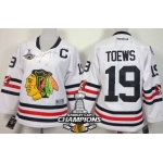 Chicago Blackhawks #19 Jonathan Toews 2015 Winter Classic White Womens Jersey W/2015 Stanley Cup Champion Patch
