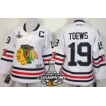 Chicago Blackhawks #19 Jonathan Toews 2015 Winter Classic White Womens Jersey W/2015 Stanley Cup Champion Patch
