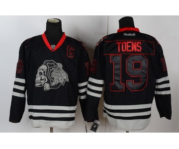 Chicago Blackhawks #19 Jonathan Toews Black Ice Skulls Jersey