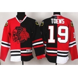 Chicago Blackhawks #19 Jonathan Toews Red/Black Two Tone With Red Skulls Jersey