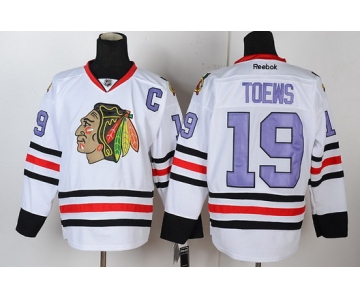 Chicago Blackhawks #19 Jonathan Toews White With Purple Jersey