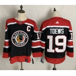 Men's Chicago Blackhawks #19 Jonathan Toews Black With C Patch 2021 Retro Stitched NHL Jersey
