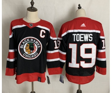 Men's Chicago Blackhawks #19 Jonathan Toews Black With C Patch 2021 Retro Stitched NHL Jersey