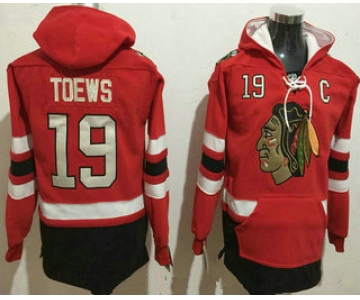 Men's Chicago Blackhawks #19 Jonathan Toews NEW Red Stitched NHL Old Tim Hockey Hoodie
