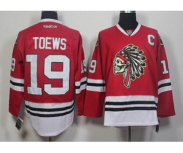 Men's Chicago Blackhawks #19 Jonathan Toews Red The Indians Skulls Fashion Jersey