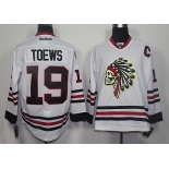 Men's Chicago Blackhawks #19 Jonathan Toews White The Indians Skulls Fashion Jersey