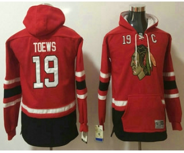 Youth Chicago Blackhawks #19 Jonathan Toews NEW Red Stitched NHL Old Tim Hockey Hoodie