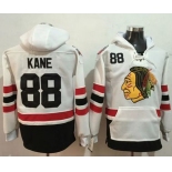 Blackhawks #88 Patrick Kane White Name & Number Pullover NHL Hoodie