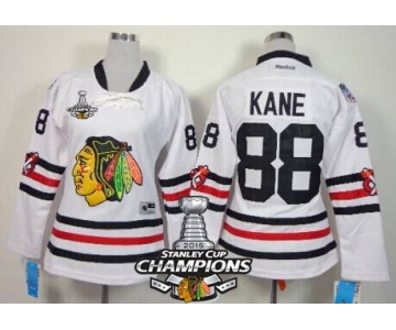 Chicago Blackhawks #88 Patrick Kane 2015 Winter Classic White Womens Jersey W/2015 Stanley Cup Champion Patch