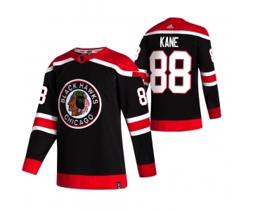 Chicago Blackhawks #88 Patrick Kane Black Men's Adidas 2020-21 Reverse Retro Alternate NHL Jersey