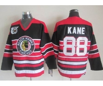 Chicago Blackhawks #88 Patrick Kane Black Pinstripe 75TH Throwback CCM Jersey