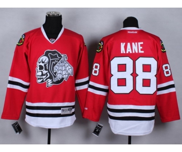 Chicago Blackhawks #88 Patrick Kane Red With Black Skulls Jersey