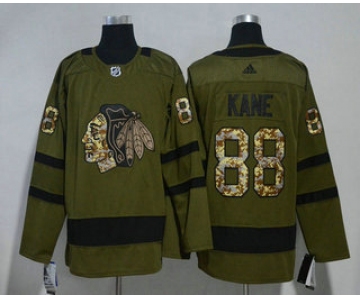 Men's Chicago Blackhawks #88 Patrick Kane Green Salute to Service 2017-2018 Hockey Stitched NHL Jersey