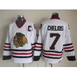 Chicago Blackhawks #7 Chris Chelios White CCM Vintage Throwback Jersey