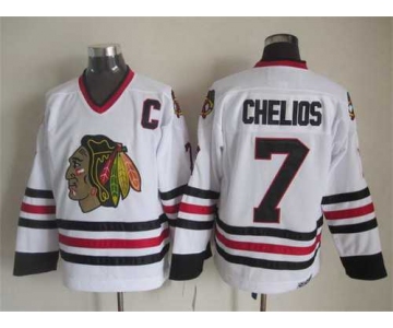 Chicago Blackhawks #7 Chris Chelios White CCM Vintage Throwback Jersey