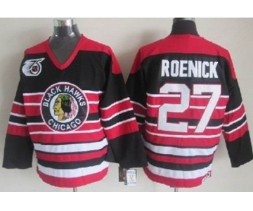 Chicago Blackhawks #27 Jeremy Roenick Black Pinstripe 75TH Throwback CCM Jersey