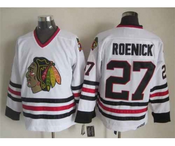 Chicago Blackhawks #27 Jeremy Roenick White CCM Vintage Throwback Jersey