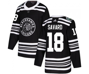 Adidas Blackhawks #18 Denis Savard Black Authentic 2019 Winter Classic Stitched NHL Jersey