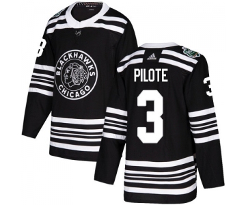 Adidas Blackhawks #3 Pierre Pilote Black Authentic 2019 Winter Classic Stitched NHL Jersey