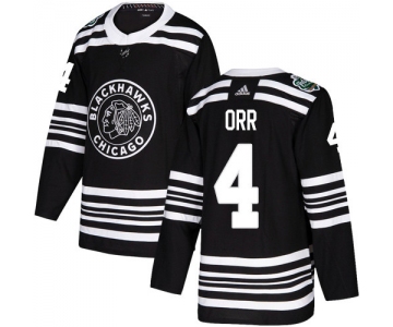 Adidas Blackhawks #4 Bobby Orr Black Authentic 2019 Winter Classic Stitched NHL Jersey