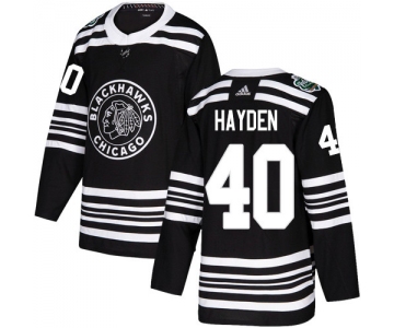 Adidas Blackhawks #40 John Hayden Black Authentic 2019 Winter Classic Stitched NHL Jersey