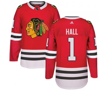 Adidas Chicago Blackhawks #1 Glenn Hall Red Home Authentic Stitched NHL Jersey