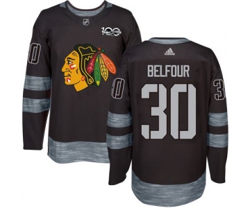 Blackhawks #30 ED Belfour Black 1917-2017 100th Anniversary Stitched NHL Jersey