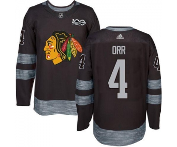 Blackhawks #4 Bobby Orr Black 1917-2017 100th Anniversary Stitched NHL Jersey
