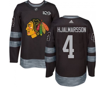 Blackhawks #4 Niklas Hjalmarsson Black 1917-2017 100th Anniversary Stitched NHL Jersey