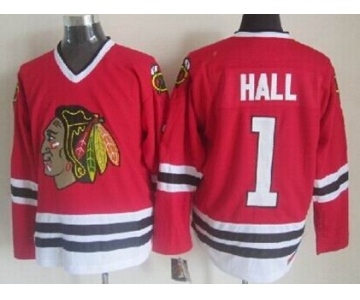 Chicago Blackhawks #1 Glenn Hall Red Throwback CCM Jersey