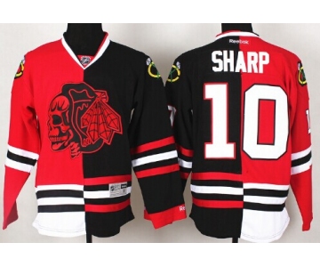 Chicago Blackhawks #10 Patrick Sharp Red/Black Two Tone With Red Skulls Jersey