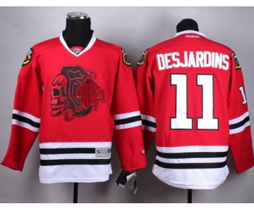 Chicago Blackhawks #11 Andrew Desjardins Red With Red Skulls Jersey