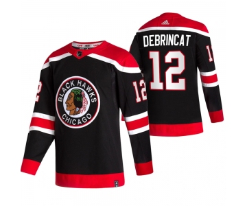 Chicago Blackhawks #12 Alex DeBrincat Black Men's Adidas 2020-21 Reverse Retro Alternate NHL Jersey