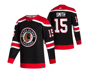 Chicago Blackhawks #15 Zack Smith Black Men's Adidas 2020-21 Reverse Retro Alternate NHL Jersey