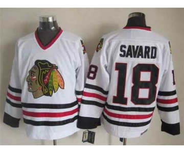 Chicago Blackhawks #18 Denis Savard White CCM Vintage Throwback Jersey