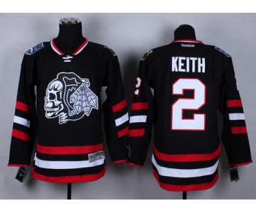 Chicago Blackhawks #2 Duncan Keith 2014 Stadium Series Black With Black Skulls Jersey