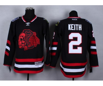 Chicago Blackhawks #2 Duncan Keith 2014 Stadium Series Black With Red Skulls Jersey