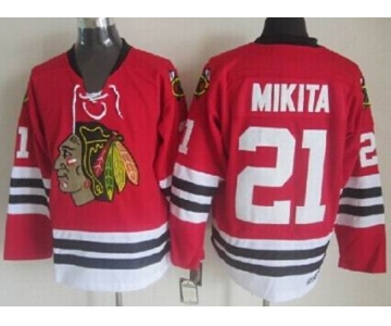 Chicago Blackhawks #21 Stan Mikita Red Throwback CCM Jersey