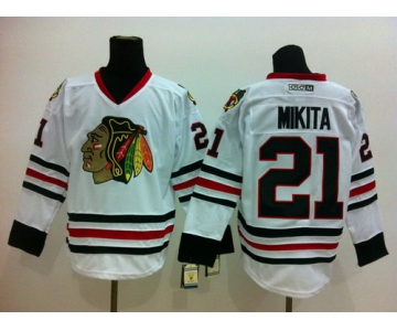 Chicago Blackhawks #21 Stan Mikita White Throwback CCM Jersey