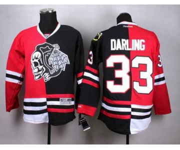 Chicago Blackhawks #33 Scott Darling Red Black Two Tone With Black Skulls Jersey
