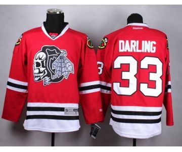 Chicago Blackhawks #33 Scott Darling Red With Black Skulls Jersey