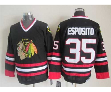 Chicago Blackhawks #35 Tony Esposito Black CCM Vintage Throwback Jersey