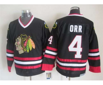 Chicago Blackhawks #4 Bobby Orr Black CCM Vintage Throwback Jersey