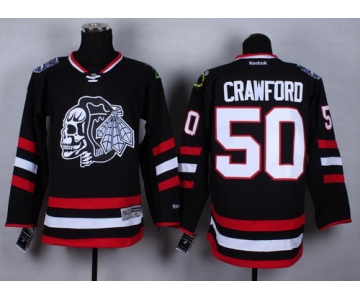 Chicago Blackhawks #50 Corey Crawford 2014 Stadium Series Black With Black Skulls Jersey