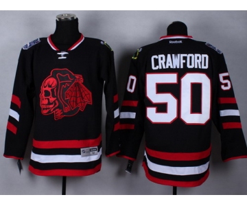 Chicago Blackhawks #50 Corey Crawford 2014 Stadium Series Black With Red Skulls Jersey