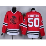Chicago Blackhawks #50 Corey Crawford Red With Red Skulls Jersey